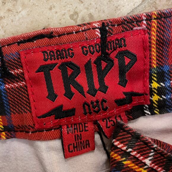 Tripp NYC Red Plaid Overalls 25/1 XS | Y2K Vintage Daang Goodman Era, Very Rare - Picture 4 of 11